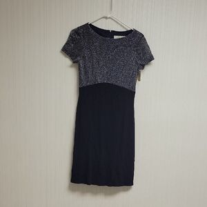 Andrea Polizzi For Rex Lester Navy & Silver Slinky After 5 Cocktail Dress 8 New
